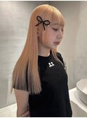 くびれヘア/アプリコットオレンジ/夏のヘアアレンジ/梅田