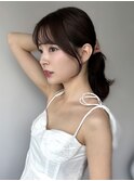 ふんわりミディアムシースルーバング大人かわいいレイヤー