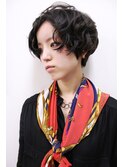 黒髪ショートに無造作ウェーブ☆