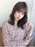 【山口祥】 丸顔面長に似合うミディアム前髪パーマ 20代30代40代