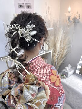 アチーブ エムプラス 茶屋町店(Achieve m +) 紐アレンジ(大阪梅田茶屋町ヘアセット専門店Achieve m+)