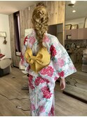ハーフアップ×編みおろし