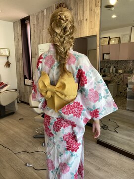 コアフール美感の季 ハーフアップ×編みおろし