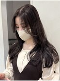 ラベンダーブラウン/ワンカラー/顔周りカット