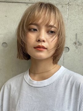 サンクマーケット 渋谷(cinq MARKET) 渋谷ブリーチカラータッセルボブ顔周りレイヤー切りっぱなしボブ