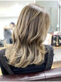くびレイヤー グレーベージュ 白髪染め 白髪ぼかし 髪質改善