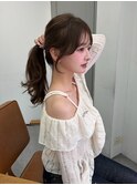 レイヤーカット/グレージュブラウン/韓国巻き/顔周りカット