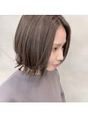 くびれレイヤーボブ/外ハネボブ/グレーベージュ/こなれミディ