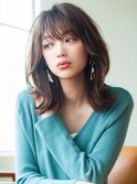 大人可愛い/透け感/前髪/小顔/くびれミディ/ラベンダーカラー