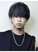 刈り上げツーブロック前下がりマッシュツイストスパイラルパーマ