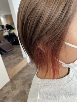 ヘアーディア みどり店(Hair...DiA) アッシュベージュ×オレンジイヤリング