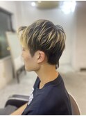 MEN’S HAIR ハイライトマッシュパーマアッシュブラック