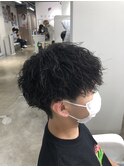 メンズパーマツイスパ波巻きスパイラルマッシュセンターパート