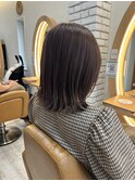 大人可愛い艶カラーピンクベージュブラウン切りっぱなしボブ