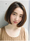 丸みショート・ボブ/丸顔/前髪なし/絶壁解消/３0代/４0代/長め