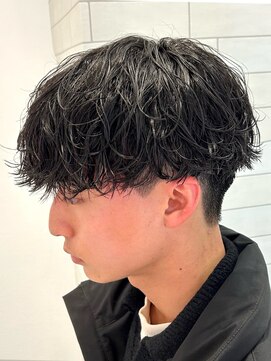 オーシャントーキョー 仙台(OCEAN TOKYO) 波巻きシャドウパーマ黒髪刈り上げマッシュショートツーブロック