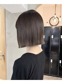 黒髪/ボブルフ/ネビージュ/小顔/ワンレン/栄/髪質改善/前髪