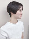 ＊前髪なしハンサムショート前下がりショートセンターパート