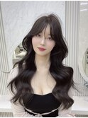 大人くびれ韓国風レイヤーロング