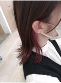 20代30代大人可愛い★耳掛けピンクイヤリングカラーミディ外ハネ