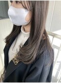 毛先ワンカールロング　アースカラーのオリーブベージュ