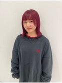 透明感カラーカシスレッド顔まわりレイヤーカット10代20代