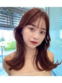 大人かわいい/ふわミディ/韓国風/くびれヘア/顔まわりカット