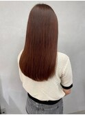 暖色カラーオレンジブラウン＊ストレートロング艶カラー