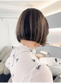アンブレラカラーハイライトボブバレイヤージュホワイトブリーチ