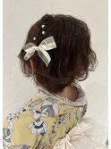 ショートでもかわいい　浴衣ハーフツイン