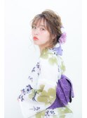 浴衣ヘア/ヘアセット/ヘアメイク/編み込み/三つ編み