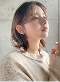 ロブヘアくびれ前髪レイヤーカットハイライトダブルカラー