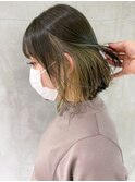 インナーカラーボブ_フェミニンロングダークアッシュ_ba316881