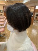 暗めグレージュ/あごラインボブ○