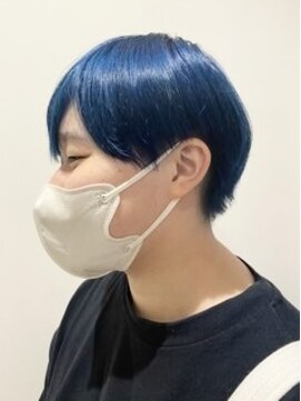 ユニックス モザイクモール港北店(UNIX) 【お客様スタイル】ネイビーブルーショート#ケアブリーチ#派手髪