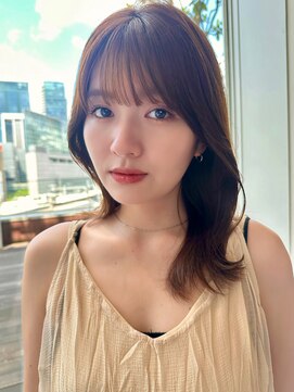 バイオレット 横浜店(Violet) ぱっつん前髪くびれヘア韓国レイヤーカットマロンベージュKA-25