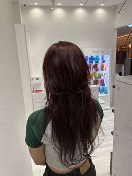 アドラーブル ココロ 新潟(adorable CoCoLo) ブリーチ無しワインレッドカラー