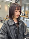 黒髪/ボブウルフ/ネビージュ/小顔/ワンレン/髪質改善/前髪