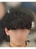 韓国へアカルマパーマワックスなしセンターパート黒髪ウルフ