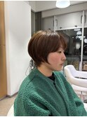 丸みショート/オリーブカラー/クビレショート/ショートヘア