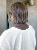 ハイライト　ローライト　３Dカラー　ボブ　切りっぱなし
