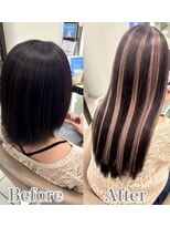 スタイル 横浜(STYLE)&nbsp;【シェル担当】before/after長さだしハイライトエクステ８０本