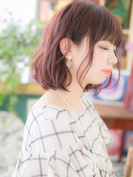 カバーヘア ブリス 戸田公園西口店(COVER HAIR bliss) こっくりピンクベージュ小顔ボブパーマh2戸田公園20代30代40代