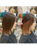 インナーカラー×オレンジベージュ