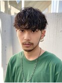 メンズマッシュ波巻きスパイラルパーマツイストスパイラルパーマ