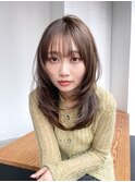 顔周りレイヤーミディアム前髪カット_F40367