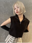 切りっぱなしボブ_ホワイトベージュ