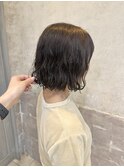 ぷつっと切りっぱなしボブ+パーマ