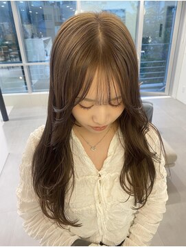 ローレンアオ(LOREN AO) オリーブベージュ/イルミナカラー/レイヤーロング/ダブルカラー