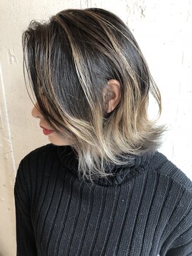 エイト 福岡天神店(EIGHT fukuoka) 【EIGHT福岡】nabe_short_バレイヤージュホワイトベージュ